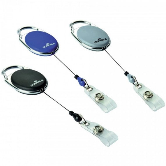 Accessori per portanomi e portabadge DURABLE chiocciole YO-YO ovali nero/metallo cromato conf. 10 - 832401