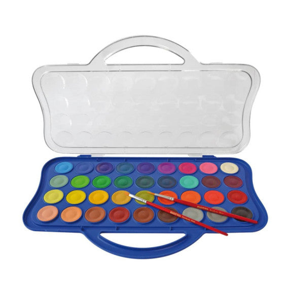Acquerelli Giotto Ø 30 mm 36 colori assortiti + 2 pennelli - F353600