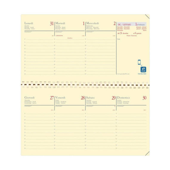 Agenda 2025 Quo Vadis Planital rubr. IT Impala 8,8x17 cm - conf. 6 pz settimanale assortiti - 42219525MQ