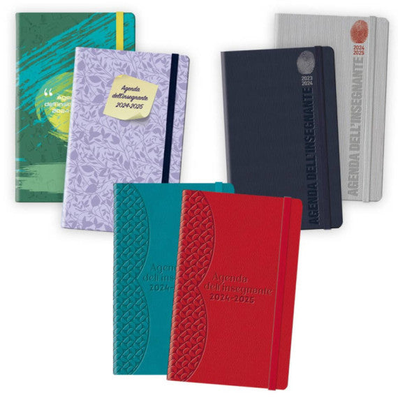 Agenda dell'insegnante 2025 bigiornaliera con elastico - conf. 10 pz assortiti - 13x21 cm - 25-I38WB99