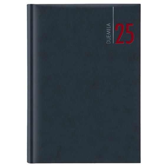 Agenda giornaliera 2025 - copertina in carta imbottita - 14,5 x 20,5 cm - blu
