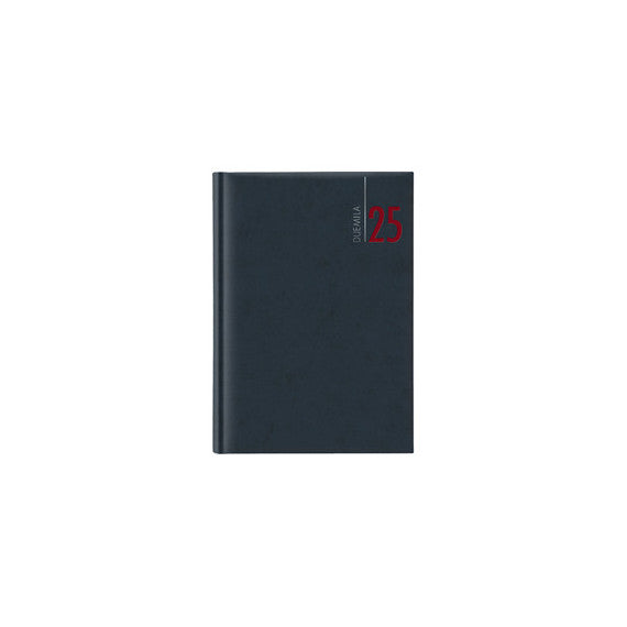 Agenda giornaliera 2025 - copertina in carta imbottita - 14,5 x 20,5 cm - blu