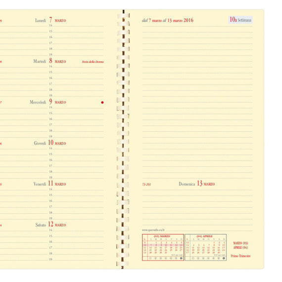 Agenda settimanale Italnote S 2025 - c/spirale - copertina Impala - 8,8 x 17 cm - nero - Quo Vadis