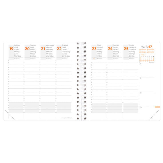 Agenda settimanale Time&Life 2025 - 16 x 16 cm - rame metal - Quo Vadis