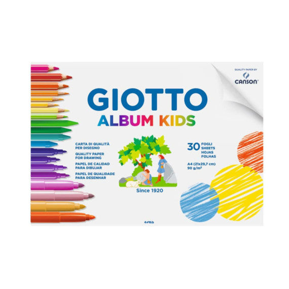 Album da disegno Giotto Album Kids 90 g - conf. 5 pz - A4 - 30 fogli F580200