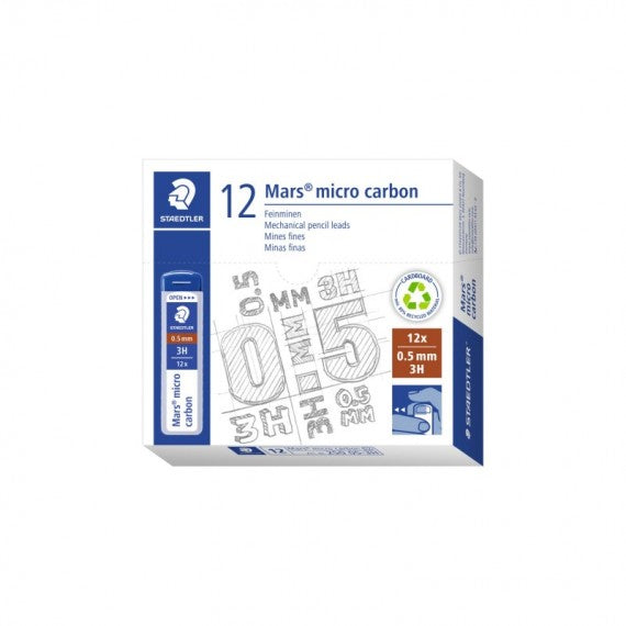 Astuccio 12 Mine Mars Micro - mina 0,5mm - gradazione 3H - Staedtler - conf. 12 astucci