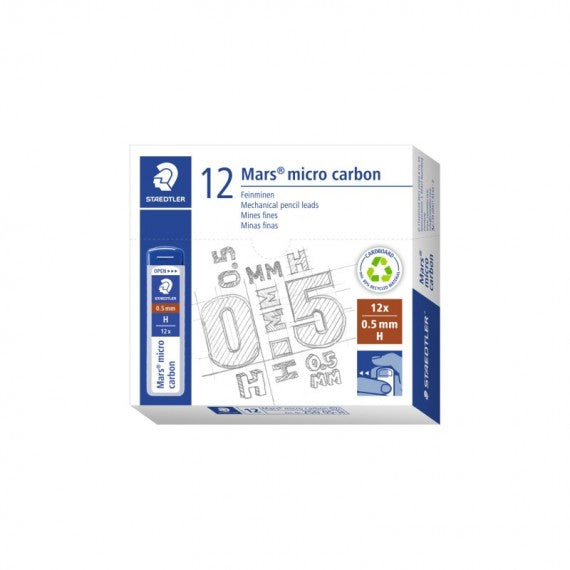 Astuccio 12 Mine Mars Micro - mina 0,5mm - gradazione H - Staedtler - conf. 12 astucci
