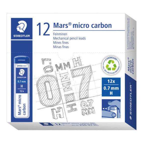 Astuccio 12 mine sottili H Staedtler Mars Micro Carbon 250 0,7 mm - 250 07-H