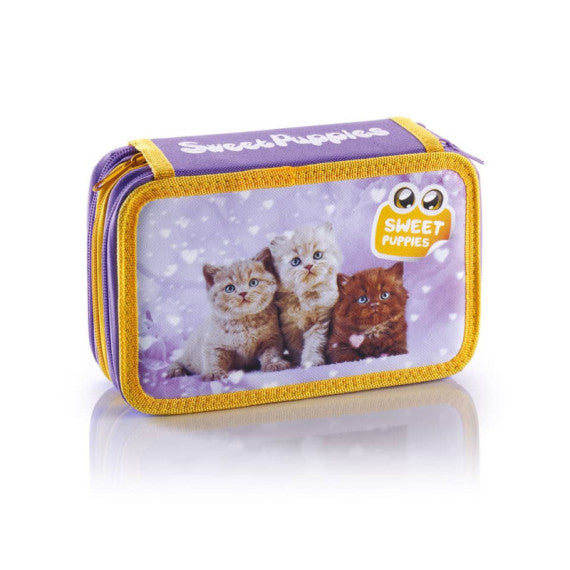 Astuccio a 3 zip Favorit Sweet Puppies con accessori fantasie assortite 13x30x7,5 cm - 100501317