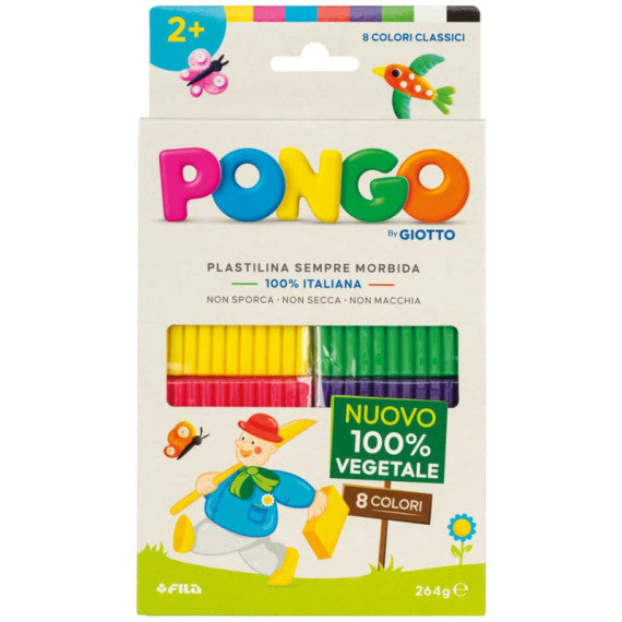 Astuccio da 8 panetti di plastilina vegetale 264 g Pongo colori assortiti classici - F603000