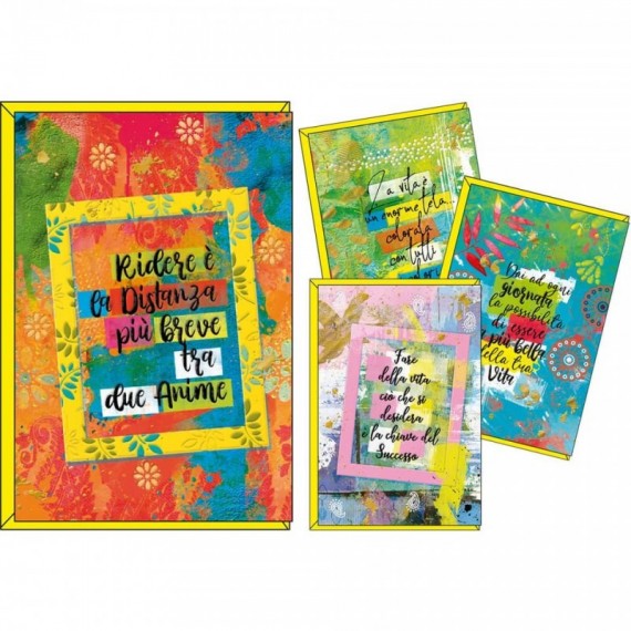Biglietti augurali Kartos Tanti auguri 11,7x17 cm - Frasi emozionali - Conf. 12 pezzi - 07553001