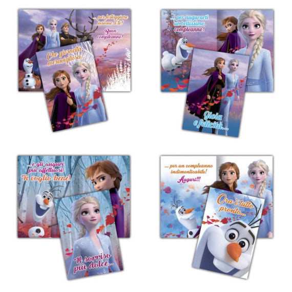 Biglietti auguri assortiti 11,5x16,8 cm conf. 12 pz Rex-Sadoch frozen 2 glitter WDBA035G