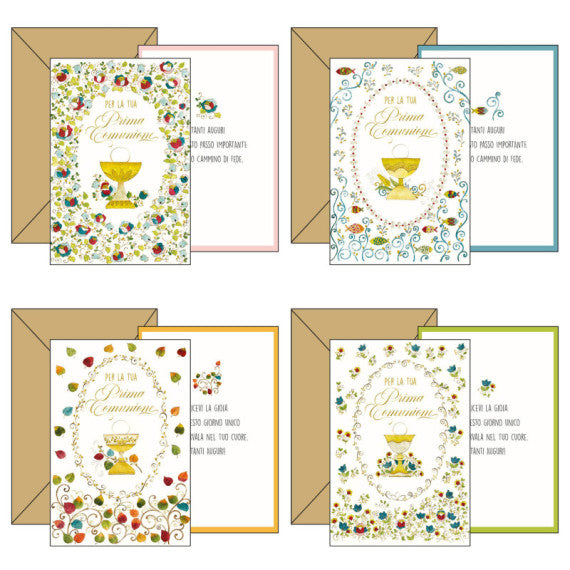 Biglietto auguri Comunione - 4 soggetti assortiti - Kartos