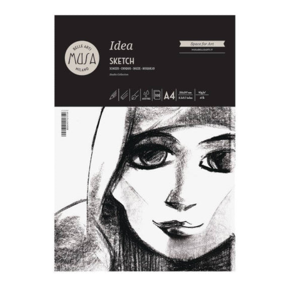 Blocco collato Belle Arti Musa Idea Sketch - 90 g - A4 100 fogli - MU123694