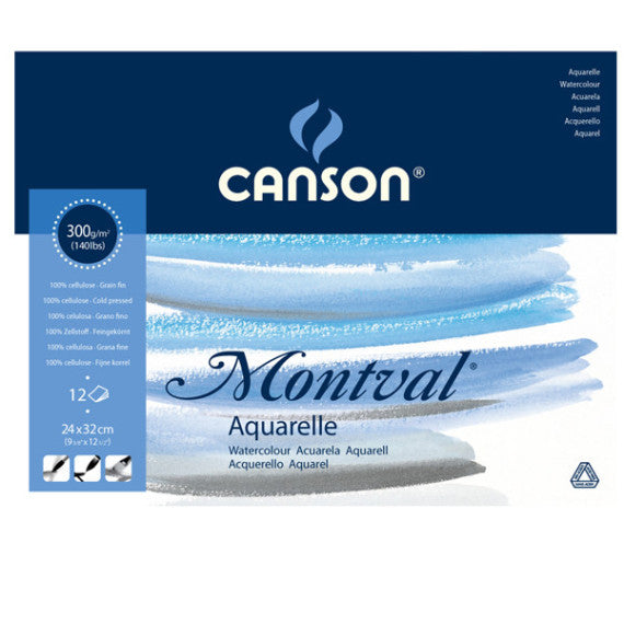 Blocco collato lato corto Montval - 24x32 cm - 300 gr - 12 fogli - Canson