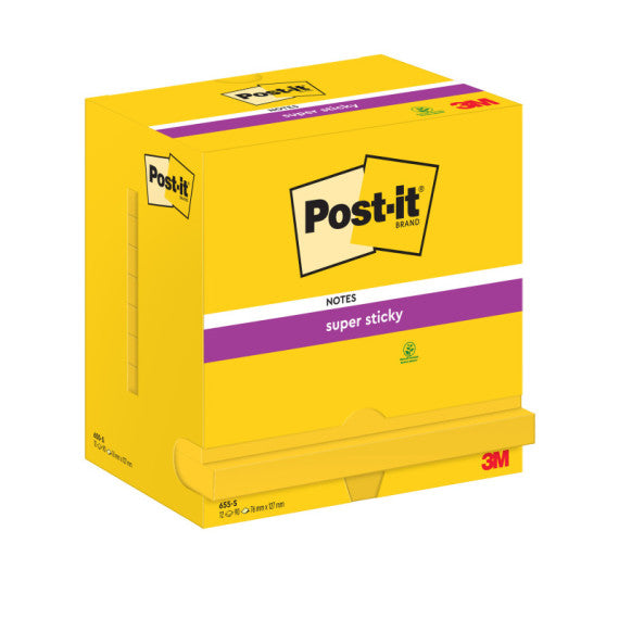 Blocco foglietti Post it® Super Sticky - 655-S - 76 x 127 mm - giallo oro - 90 fogli - Post it®