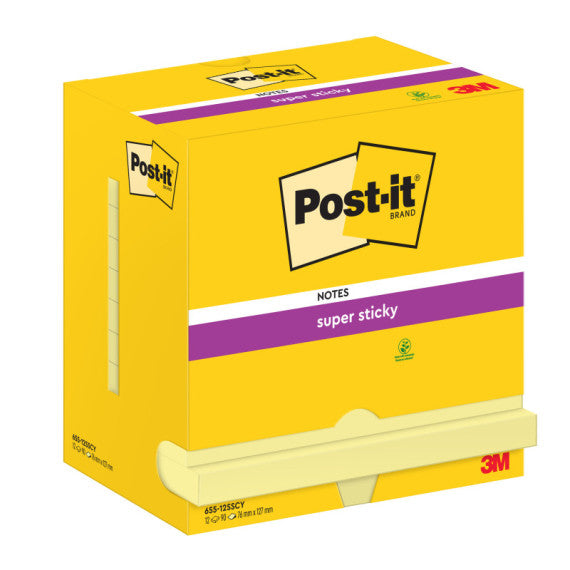 Blocco foglietti Super Sticky - 655-12SS-CY - 76 x 127 mm - giallo Canary™ - 90 fogli - Post it®