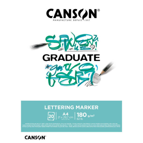 Blocco GRADUATE Lettering Marker A4 20 fogli 180 g/m² Canson bianco C31250P026