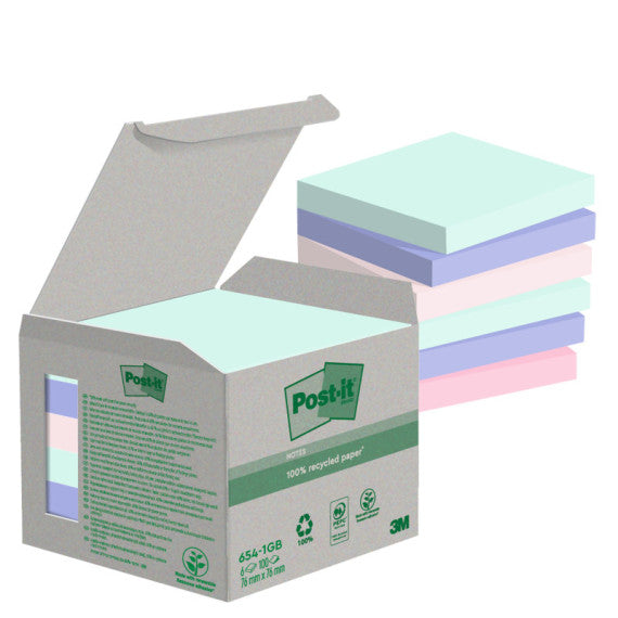 Blocco Post it® Green - 654-1GB - 76 x 76 mm - natural - 100 fogli - Post it® - conf. 6 pezzi