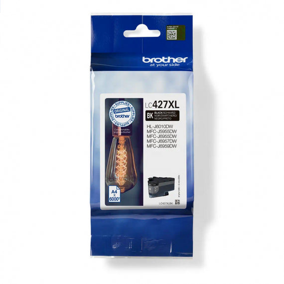 Brother LC427XLBK nera alta capacità cartuccia originale per Brother HL J6010DW,MFC J5955DW,J6955,J6957 LC-427XL 6.000 pagine