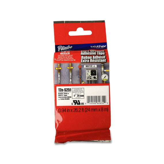 Brother - Nastro con adesivo resistente - Nero/Bianco - TZES251 - 24mm x 8mt