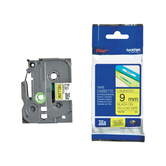 Brother - Nastro - Nero/Giallo - TZE621 - 9mm x 8mt