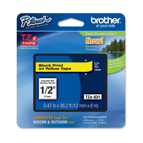 Brother - Nastro - Nero/Giallo - TZE631 - 12mm x 8mt