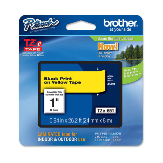 Brother - Nastro - Nero/Giallo - TZE651 - 24mm x 8mt
