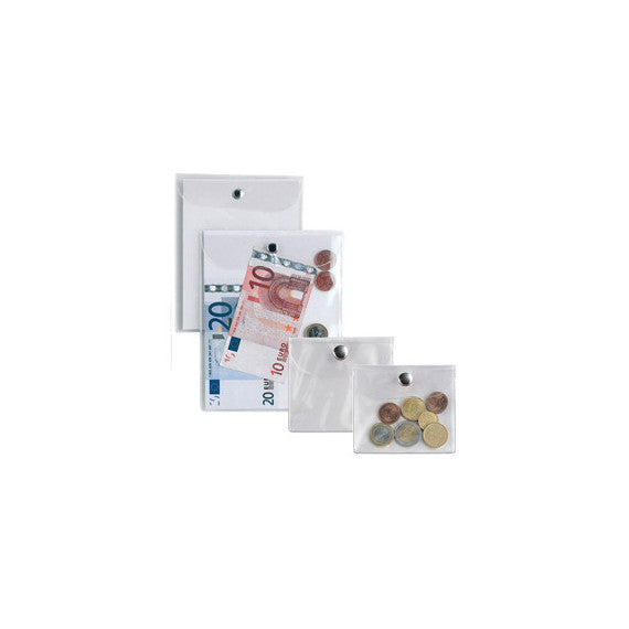 Busta con bottone Press 5E - PVC - 13x18 cm - trasparente - Sei Rota