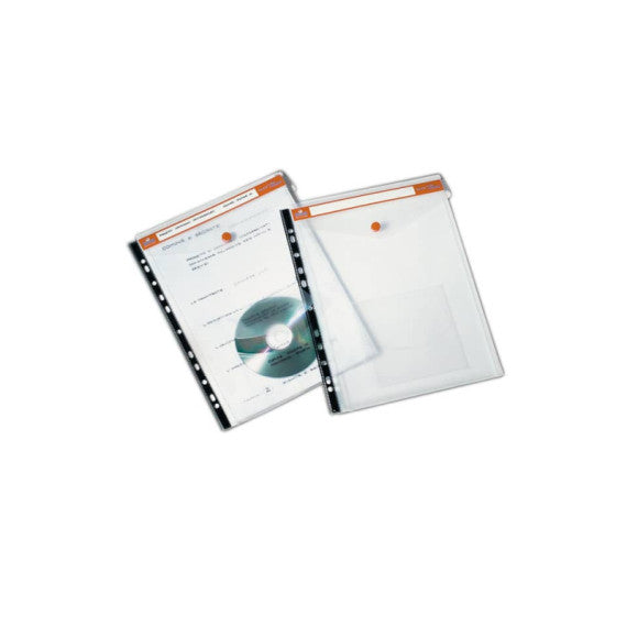 Buste a soffietto con bottone CLICK' N File Jumbo Tecnostyl in PPL 23,5x31 cm trasparenti Conf. 5 buste - AR23