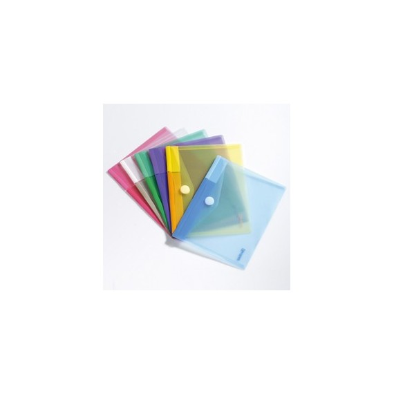 Buste con bottone in velcro - 25 x 13,5 cm - PP - colori assortiti - Djois - conf. 6 pezzi
