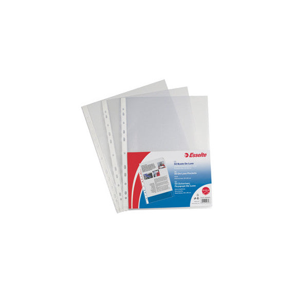 Buste forate CopySafe - DeLuxe - liscio - 22x30 cm - trasparente - Esselte - conf. 50 pezzi