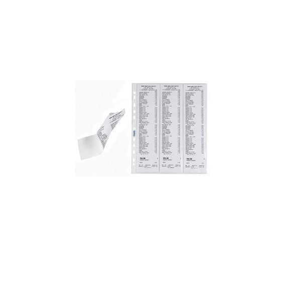 Buste forate per scontrini fiscali - 6 Spazi - 25,2x30,7 cm - trasparente - Favorit - conf. 10 pezzi