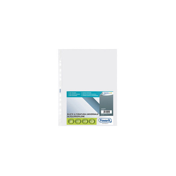Buste forate Special PP - Superior - liscio - 23x33 cm - trasparente - Favorit - conf. 25 buste