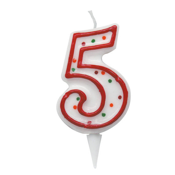Candelina Zuccherino - numero 5 - H 8.5 cm - Big party