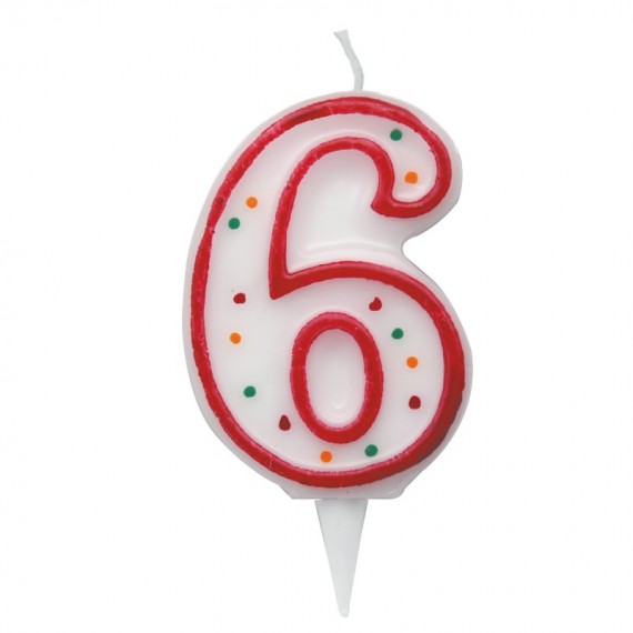 Candelina Zuccherino - numero 6 - H 8.5 cm - Big party