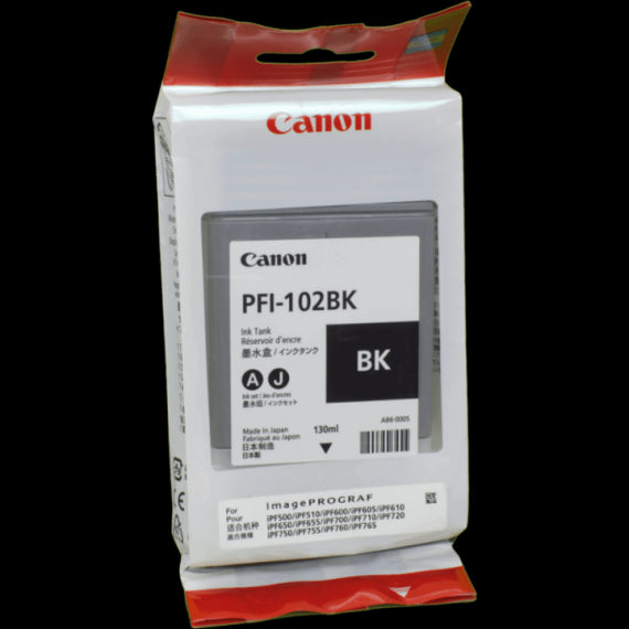 CANON PFI-102BK BLACK 0895B001 CARTUCCIA ORIGINALE PER CANON IPF500 IPF600 IPF700 LP17 LP24 PFI102BK CAPACITA' 130ML