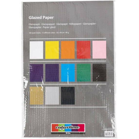 Carta smaltata Creativ Company da 80 g/m2 - conf. da 100 fogli in colori assortiti - 32x48 cm - 20468