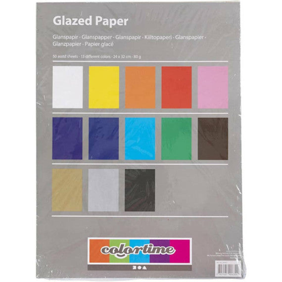 Carta smaltata Creativ Company da 80 g/m2 - conf. da 50 fogli in colori assortiti - 24x32 cm - 20467