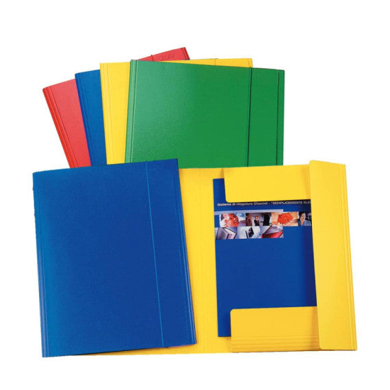 Cartella in presspan a tre lembi con elastico Esselte Essentials C42 formato 25x35 cm conf. da 5 pezzi Esselte rosso