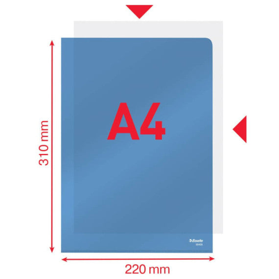 Cartella lucid ad L in PVC Esselte Crystal 220x310 mm conf. da 25 pezzi Esselte blu - 554350