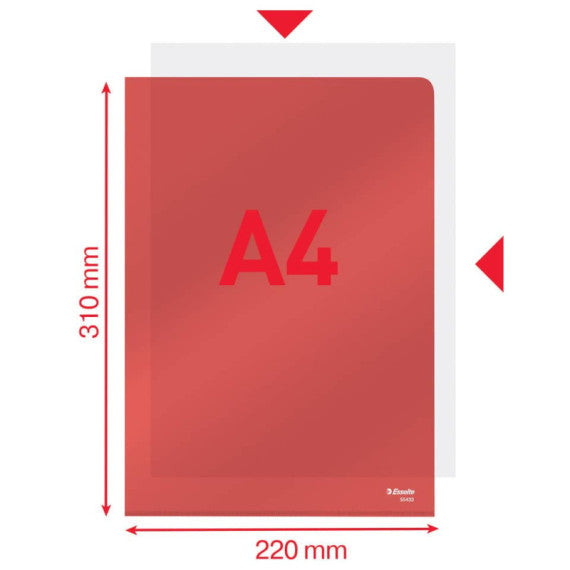 Cartella lucid ad L in PVC Esselte Crystal 220x310 mm conf. da 25 pezzi Esselte rosso - 554330