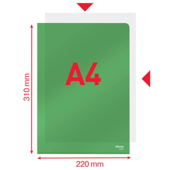 Cartella lucid ad L in PVC Esselte Crystal 220x310 mm conf. da 25 pezzi Esselte verde - 554360