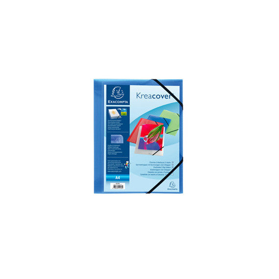 Cartella personalizzabile Kreacover® - con elastico - PP - 24x32 cm - blu trasparente - Exacompta