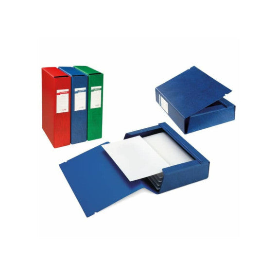 Cartelle in Colpan con chiusura a tre lembi con elastico - 26x36 cm - dorso 4 cm Sei Rota rosso - 67304012