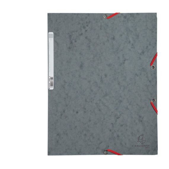 Cartellina con elastico - cartoncino lustrè - 3 lembi - 400 gr - 24x32 cm - grigio - Exacompta