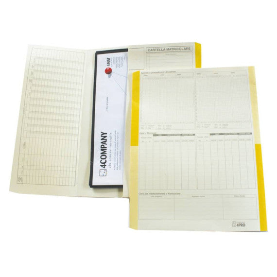Cartelline matricolari 4Pro A4 in carta di cellulosa 225 g/m² dorso 2 cm giallo conf. da 50 pezzi - 4075