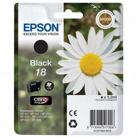 CARTUCCIA ORIGINALE EPSON T1801 NERA PER EPSON XP30 XP102 XP202 XP205 XP302 XP305 XP402  C13T18014010 18