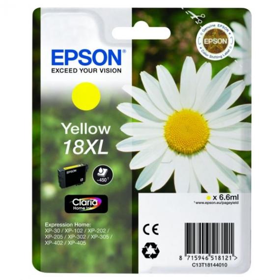 CARTUCCIA ORIGINALE EPSON T1814 XL GIALLA PER EPSON XP30 XP102 XP202 XP205 XP302 XP305 XP402 C13T18144012 18XL