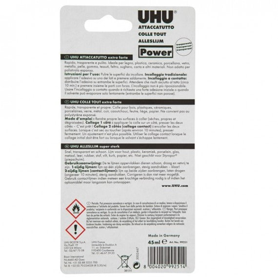 Colla attaccatutto Power - 45 ml - trasparente - UHU